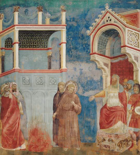 pintura La Prueba De Fuego, San Francisco Ofrece Caminar A Través Del Fuego, Para Convertir Al Sultán De Egipto - Giotto