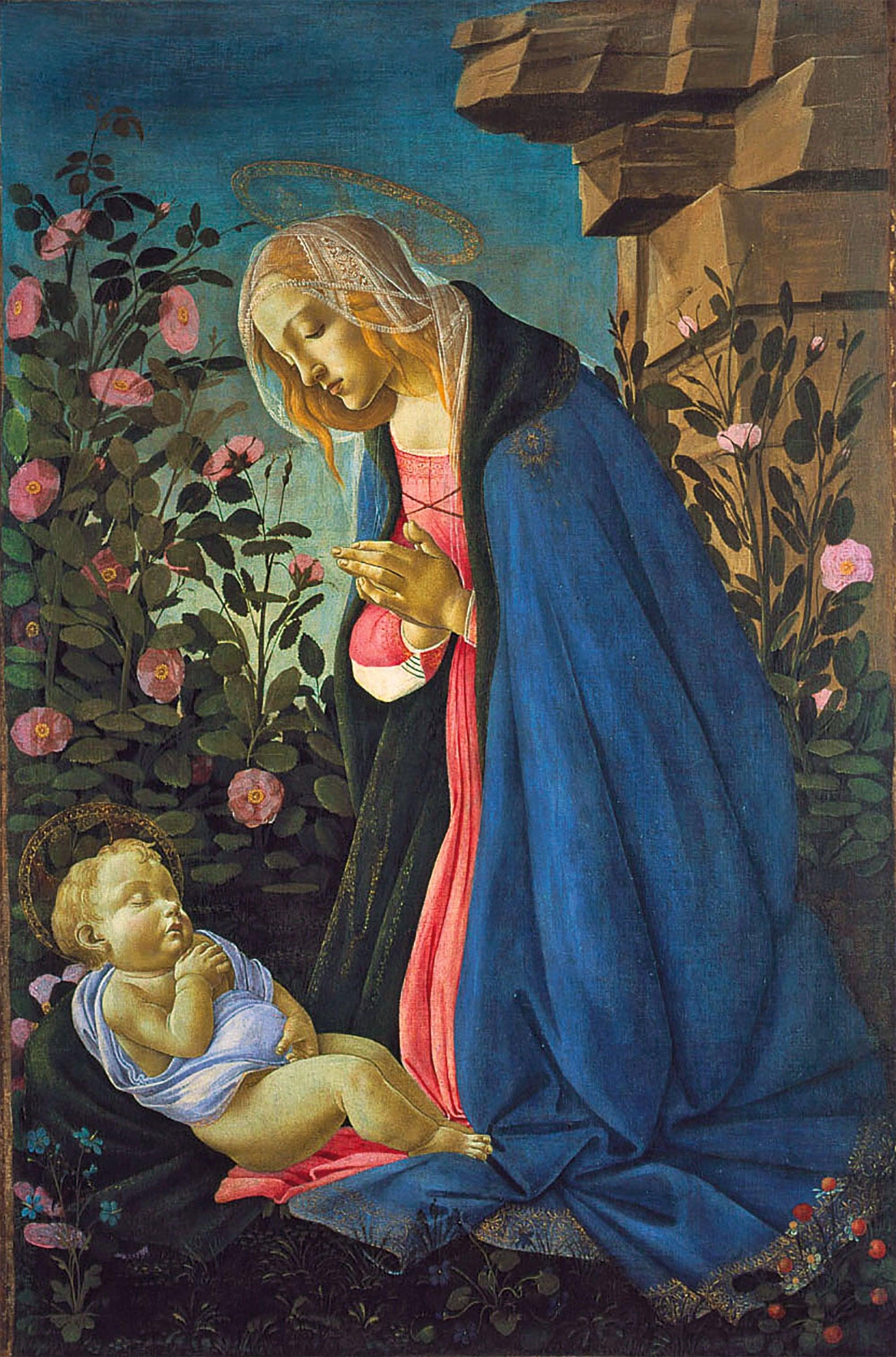 pintura La Virgen Adorando Al Niño Durmiente De Cristo - Sandro Botticelli