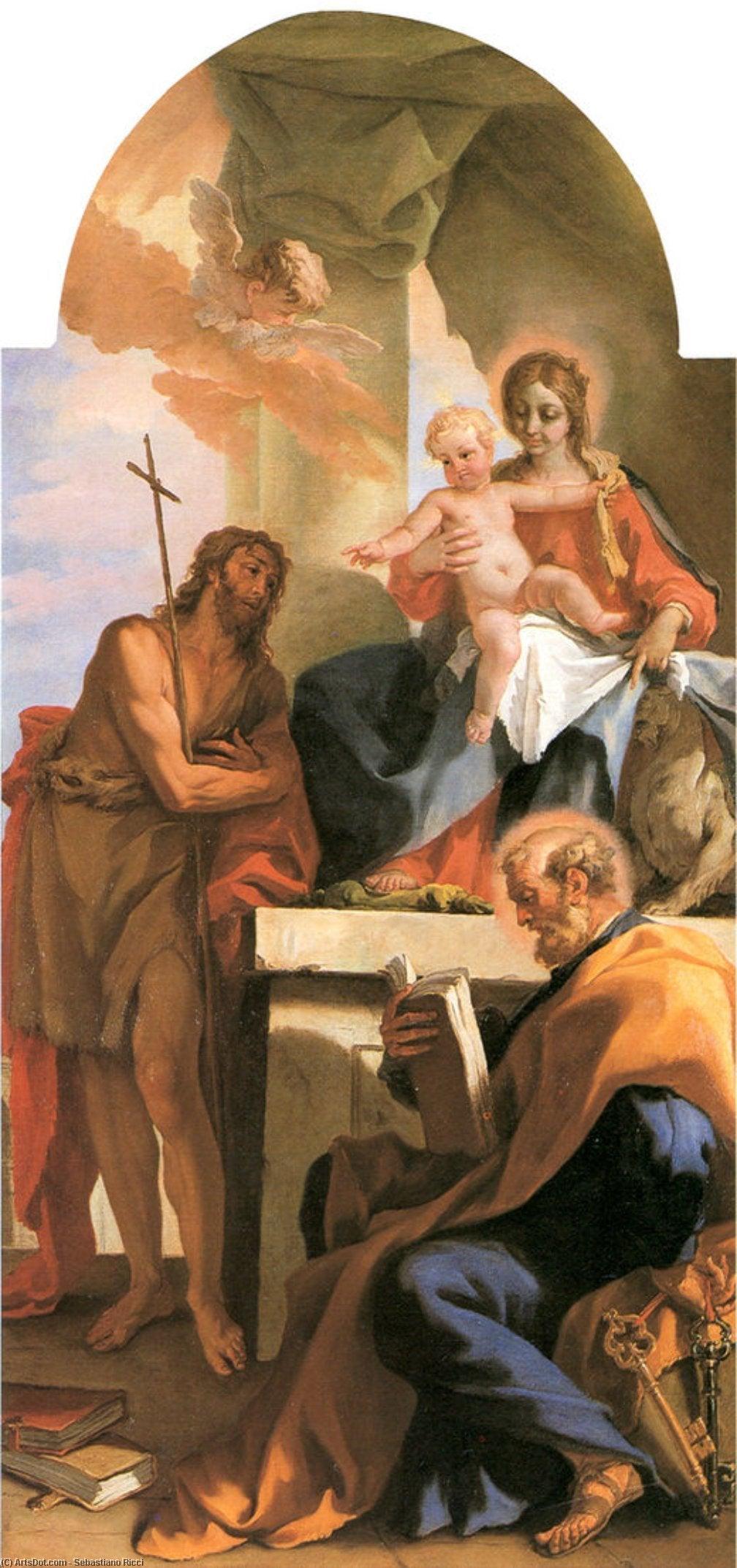 pintura La Virgen Con El Niño, San Juan Bautista Y San Pedro - Sebastiano Ricci