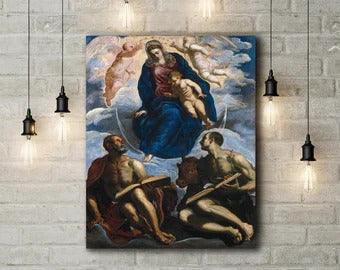 pintura La Virgen Con El Niño, San Lucas Y San Marcos - Tintoretto