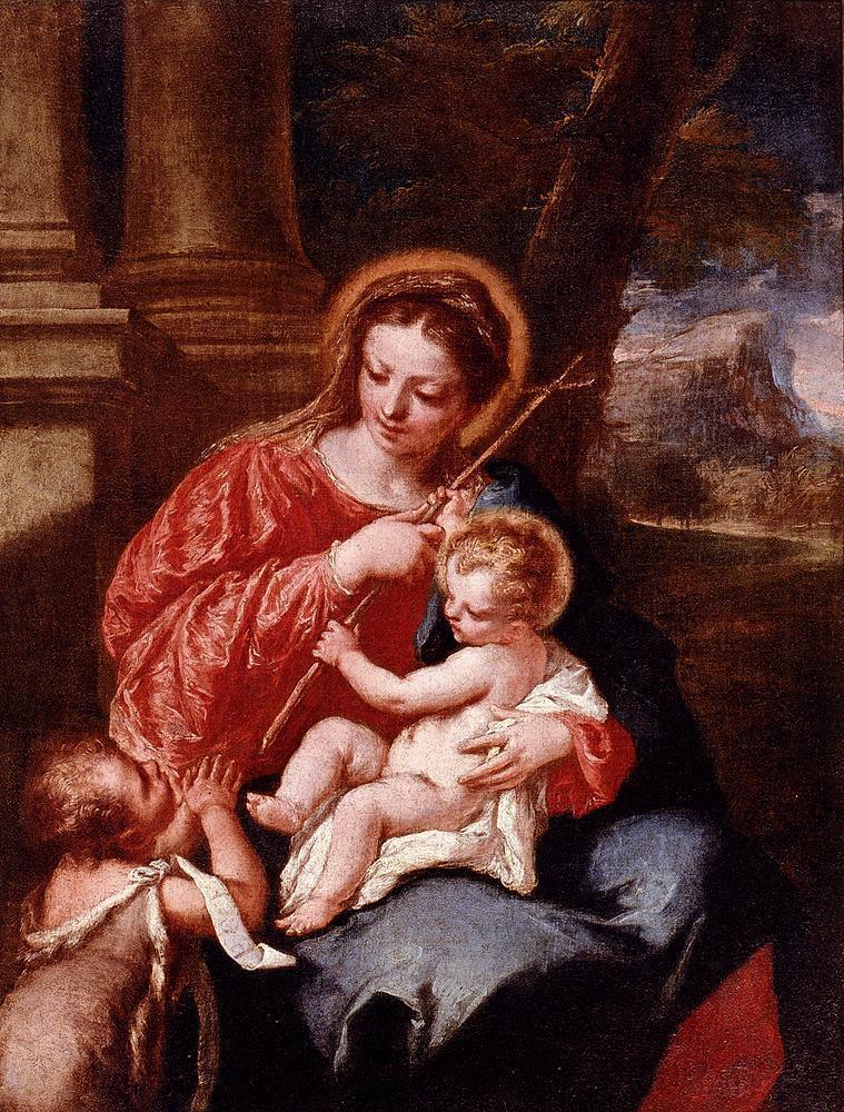 pintura La Virgen Con El Niño Y San Juan Bautista - Giovanni Antonio Guardi