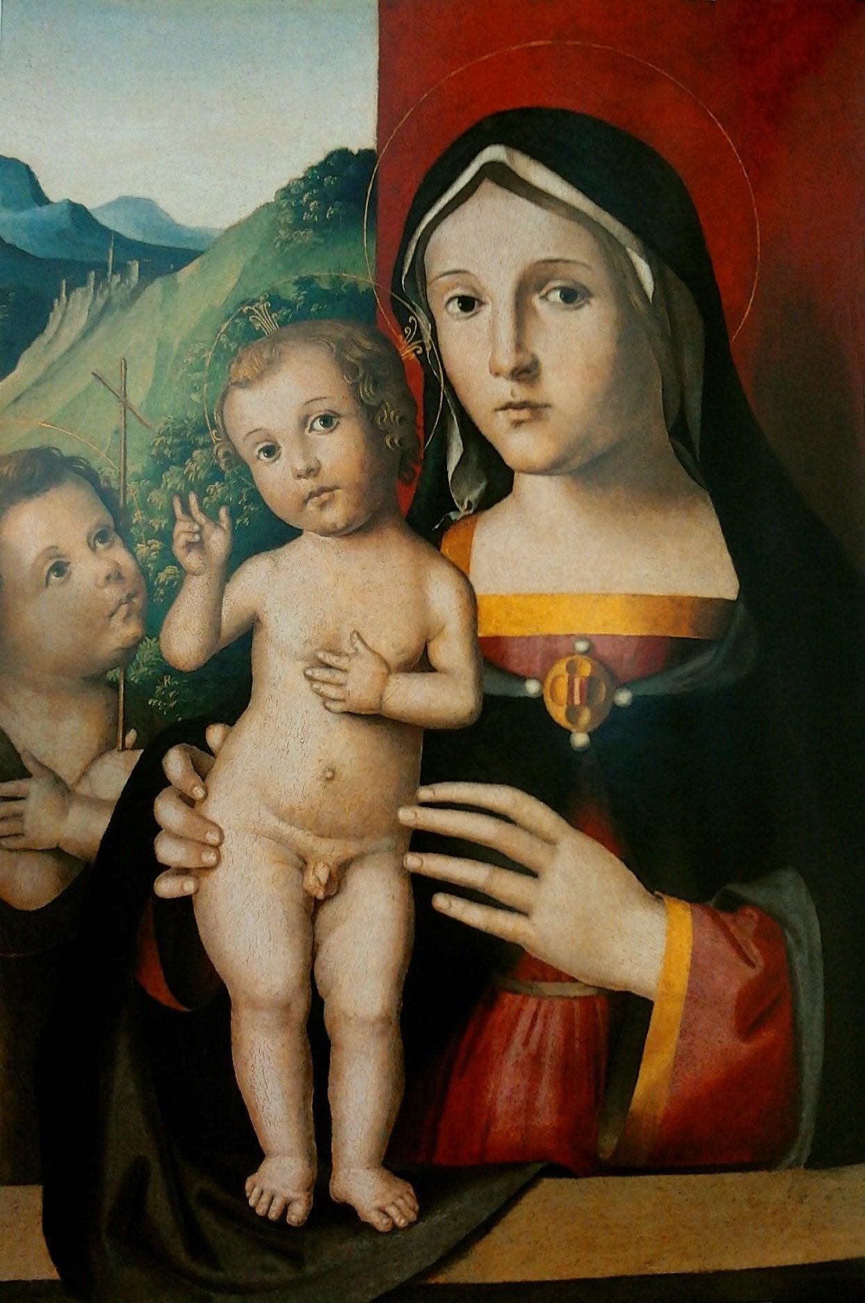 pintura La Virgen El Niño Y San Juan  - Marco Palmezzano