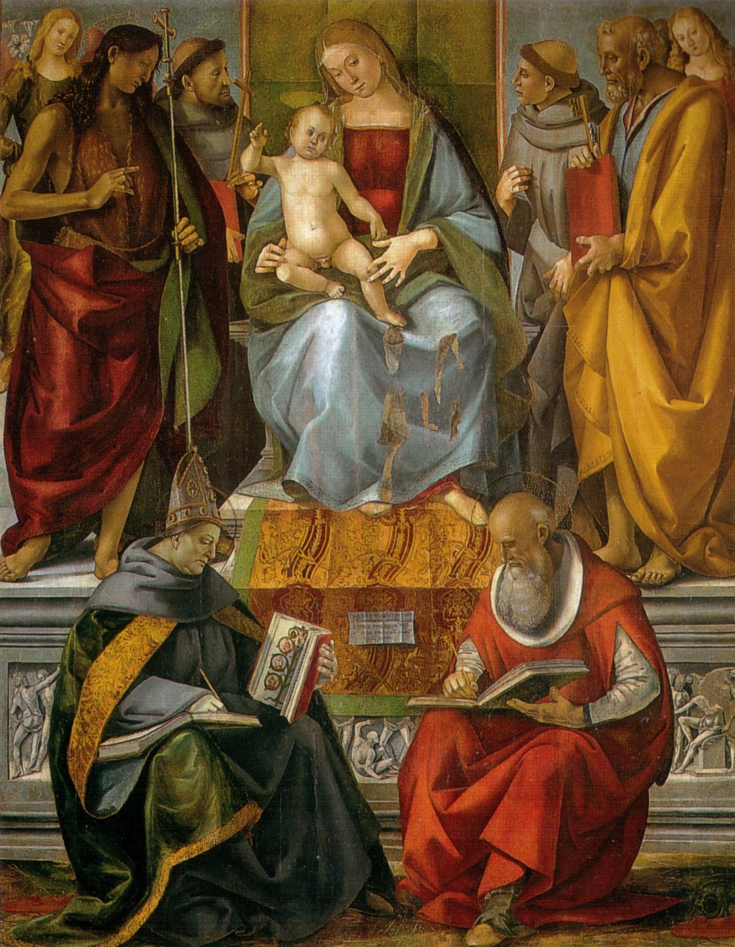 pintura La Virgen Entronizada Con Los Santos - Luca Signorelli