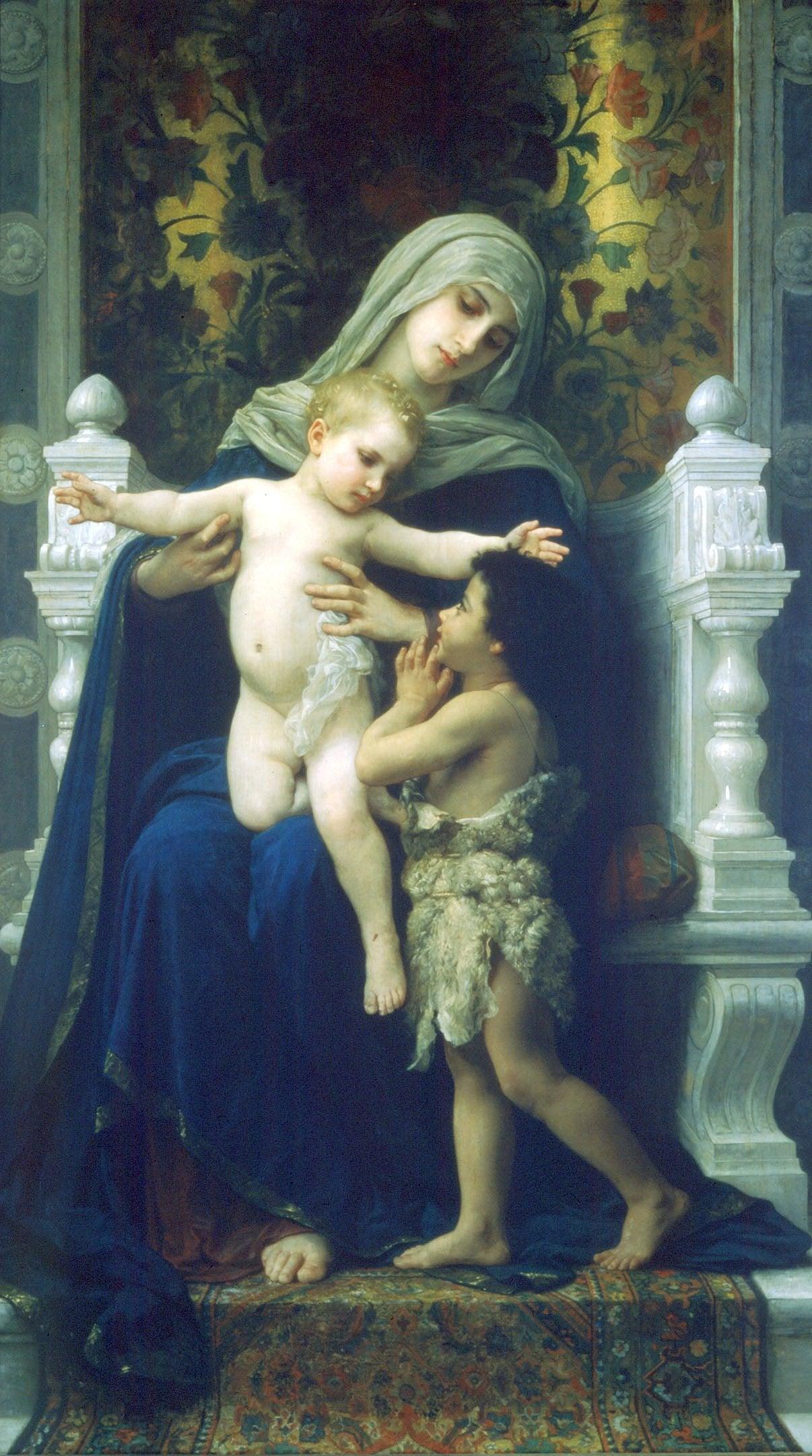 pintura La Virgen, Jesús Y San Juan Bautista - William-Adolphe Bouguereau