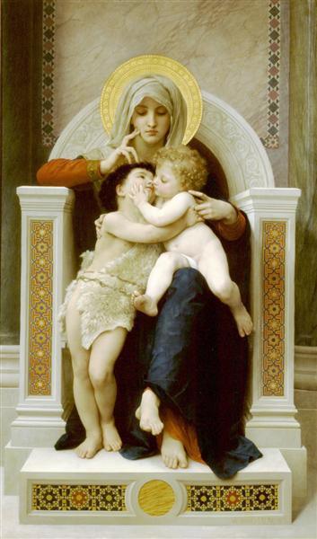 pintura La Virgen, Jesús y San Juan Bautista - William-Adolphe Bouguereau