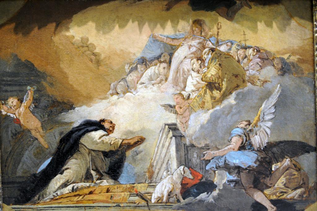 pintura La Virgen Recibiendo Las Oraciones De Santo Domingo - Giovanni Battista Tiepolo