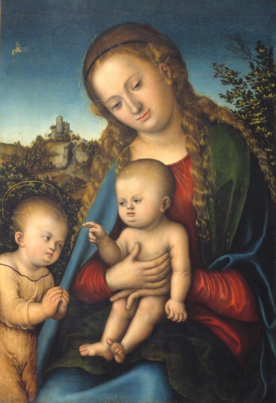 pintura La Virgen Y El Niño Adorados Por El Infante San Juan - Lucas Cranach El Viejo