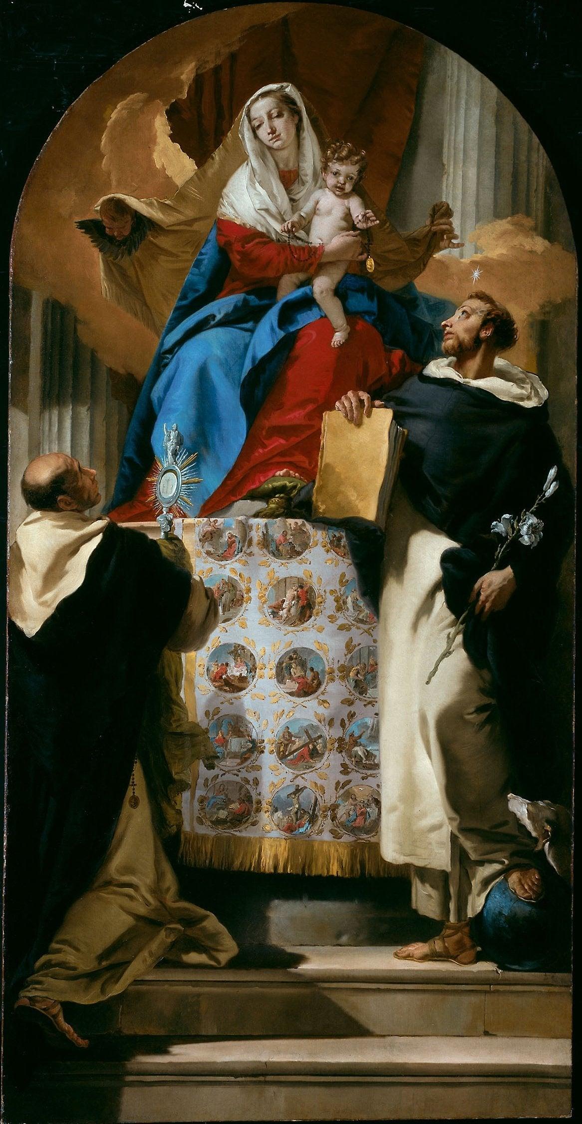pintura La Virgen Y El Niño Con Los Santos Domingo Y Jacinto - Giovanni Battista Tiepolo
