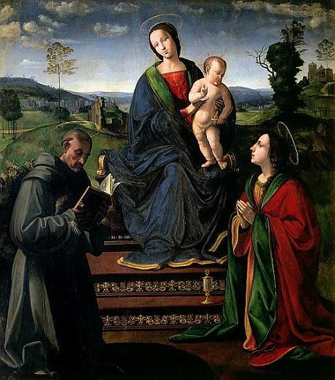 pintura La Virgen Y El Niño Con Los Santos Francisco Y María Magdalena - Ridolfo Ghirlandaio