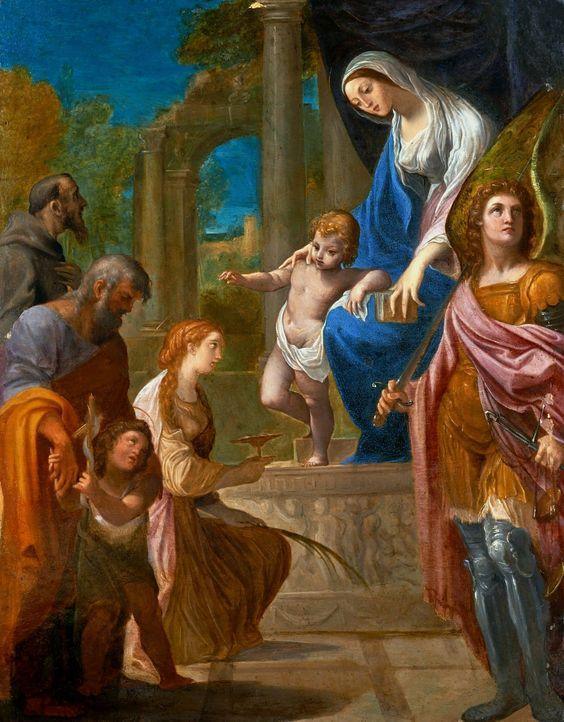 pintura La Virgen Y El Niño Con Los Santos - Ludovico Carracci