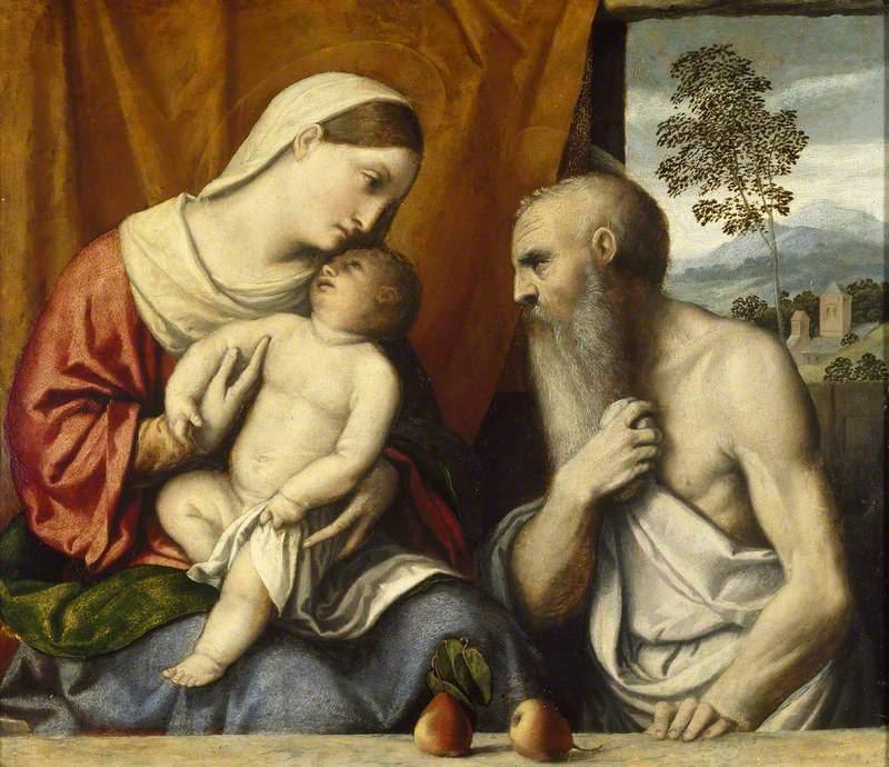 pintura La Virgen Y El Niño Con San Jerónimo - Moretto Da Brescia