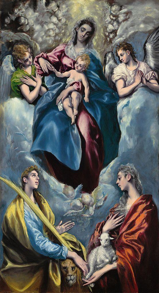 pintura La Virgen Y El Niño Con Santa Martina Y Santa Inés - El Greco