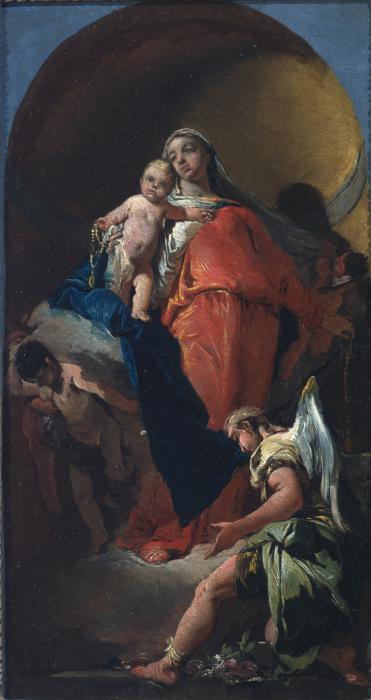 pintura La Virgen Y El Niño Con Un Ángel - Giovanni Battista Tiepolo
