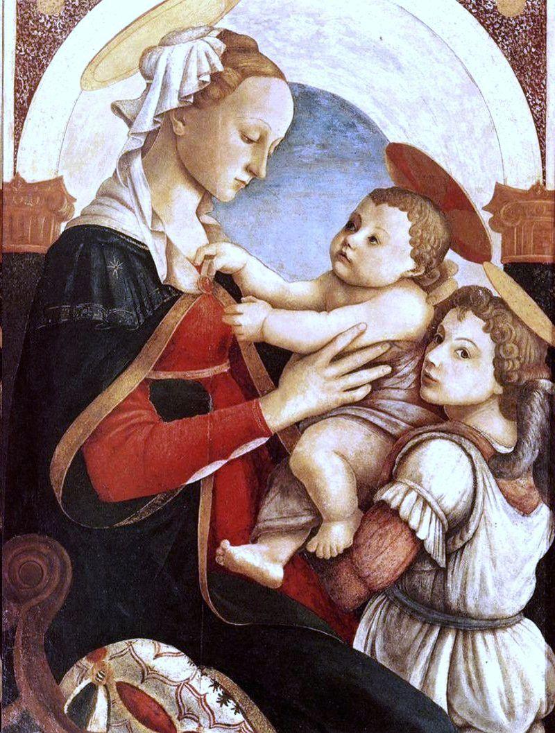 pintura La Virgen Y El Niño Con Un Ángel - Sandro Botticelli