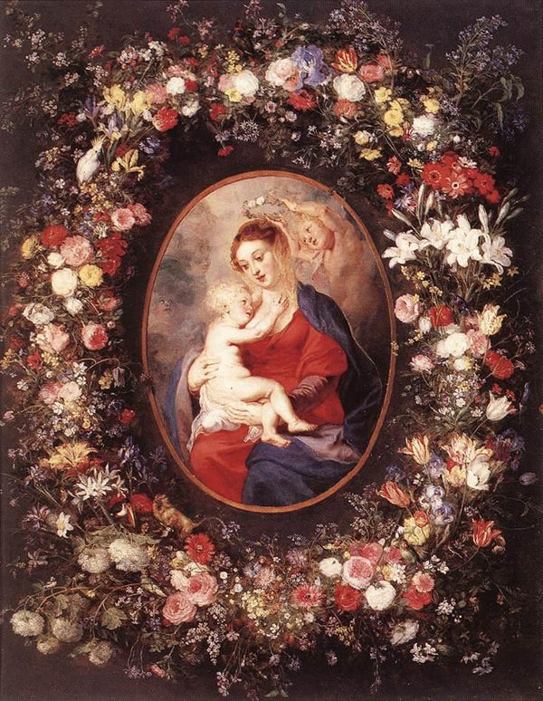 pintura La Virgen Y El Niño En Una Guirnalda De Flores - Peter Paul Rubens
