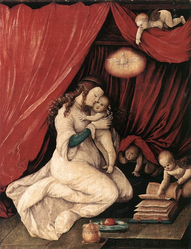 pintura La Virgen Y El Niño En Una Habitación - Hans Baldung