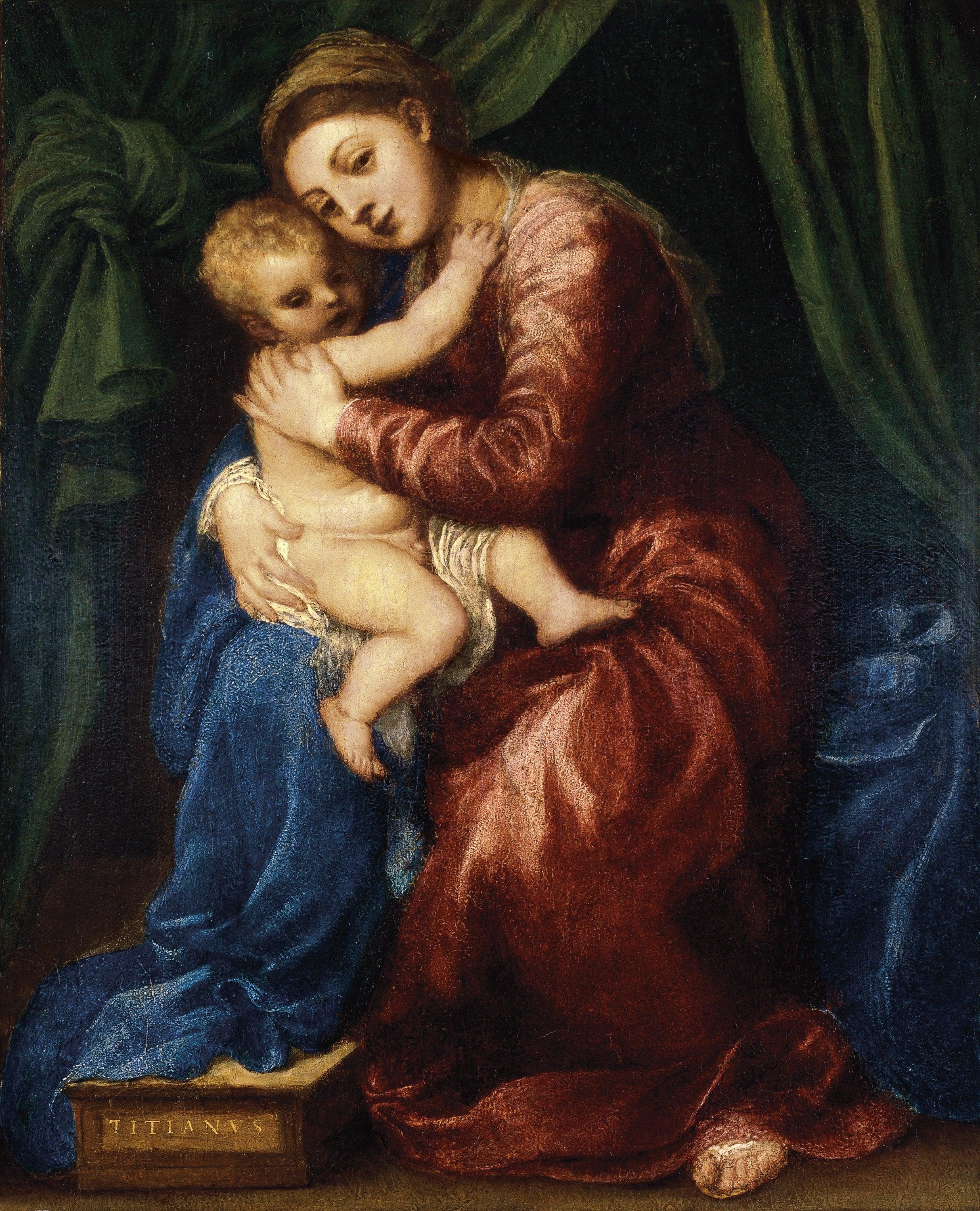 pintura La Virgen Y El Niño - Tiziano
