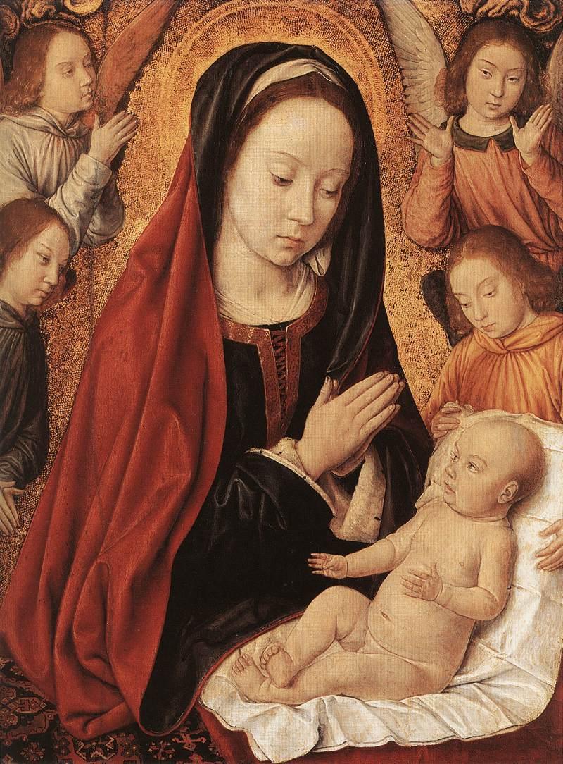 pintura La Virgen Y El niño Adorados Por Los Ángeles - Jean Hey