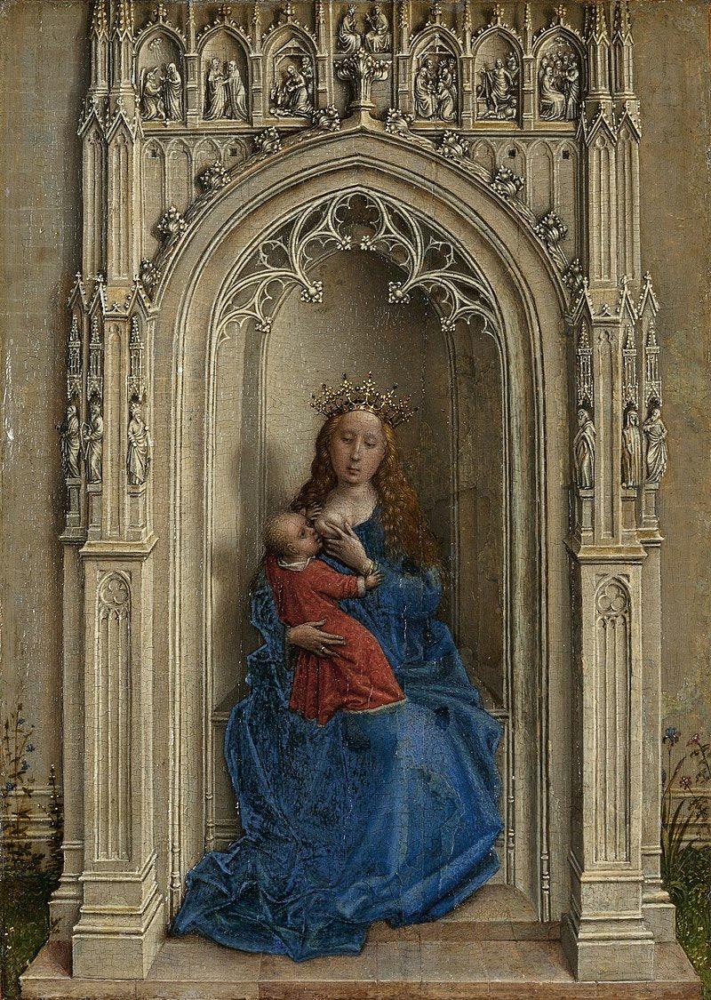 pintura La Virgen con el Niño Entronizados (Madonna Thyssen) - Rogier van der Weyden
