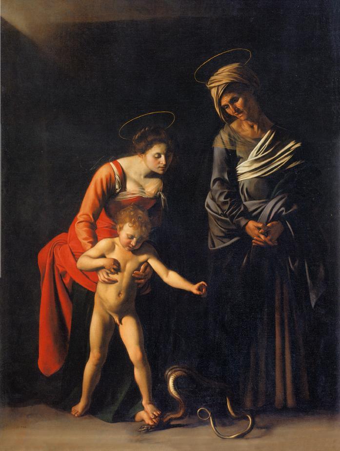 pintura La Virgen de Los Novios (Madonna con el niño y Santa Ana) - Caravaggio