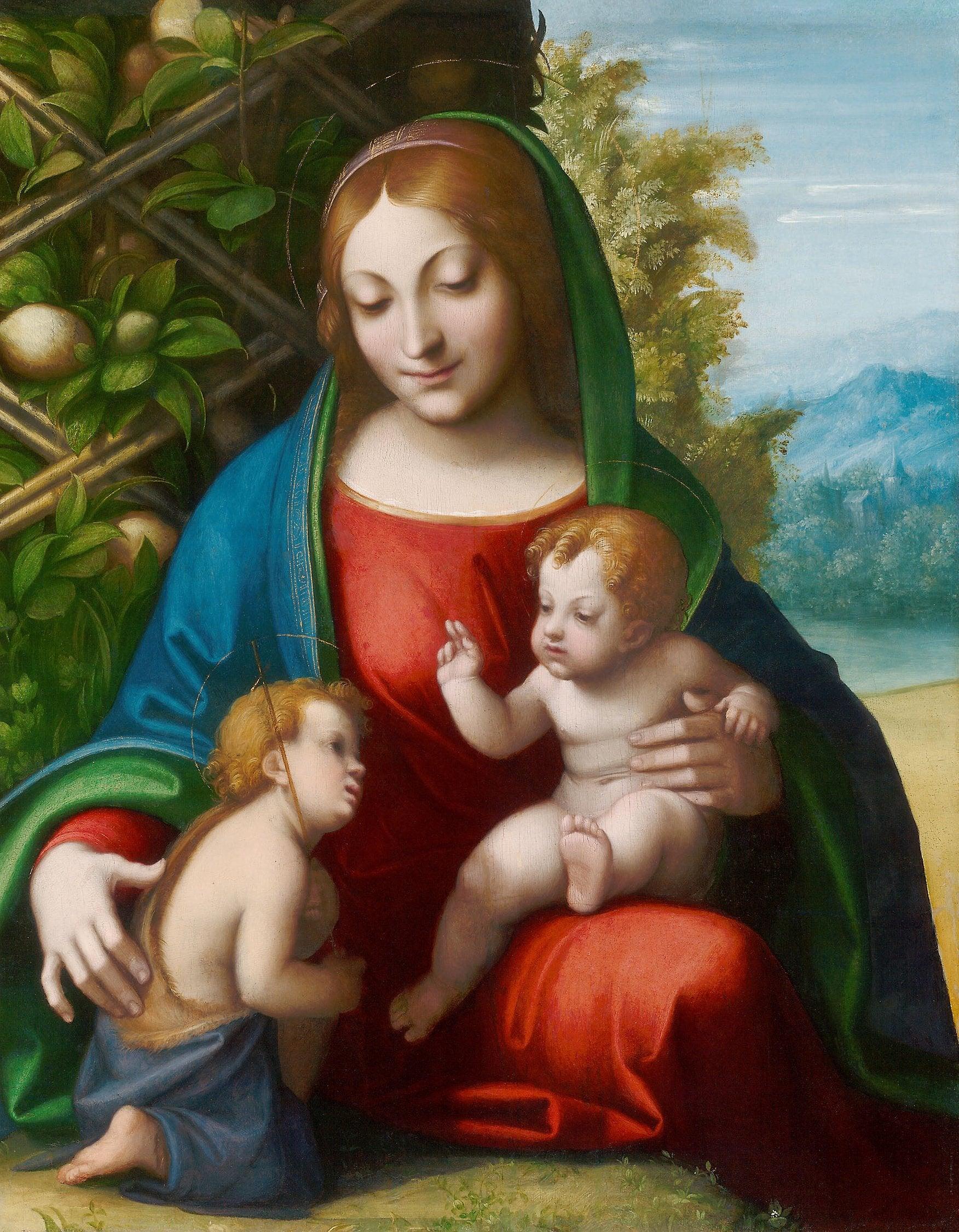 pintura La Virgen y El Niño Con El Joven San Juan Bautista - Antonio Da Correggio