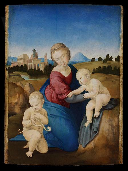pintura La Virgen y el Niño con el Joven San Juan Bautista (La Virgen Esterházy) - Rafael