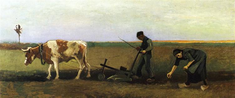 pintura Labrador Con Mujer Plantando Patatas - Vincent Van Gogh