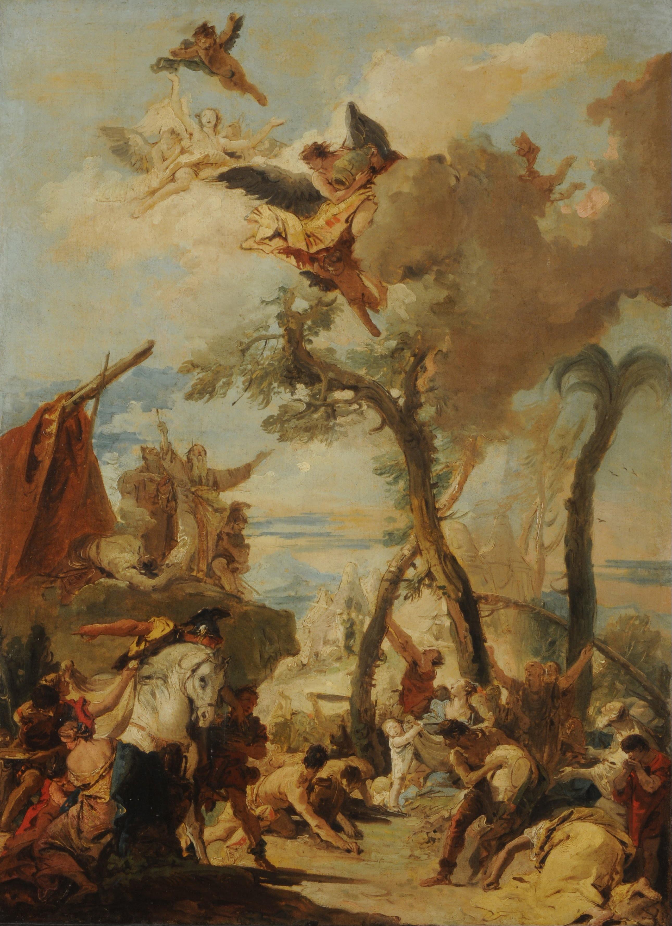 pintura Los Hebreos Recogiendo El Maná En El Desierto - Giovanni Battista Tiepolo