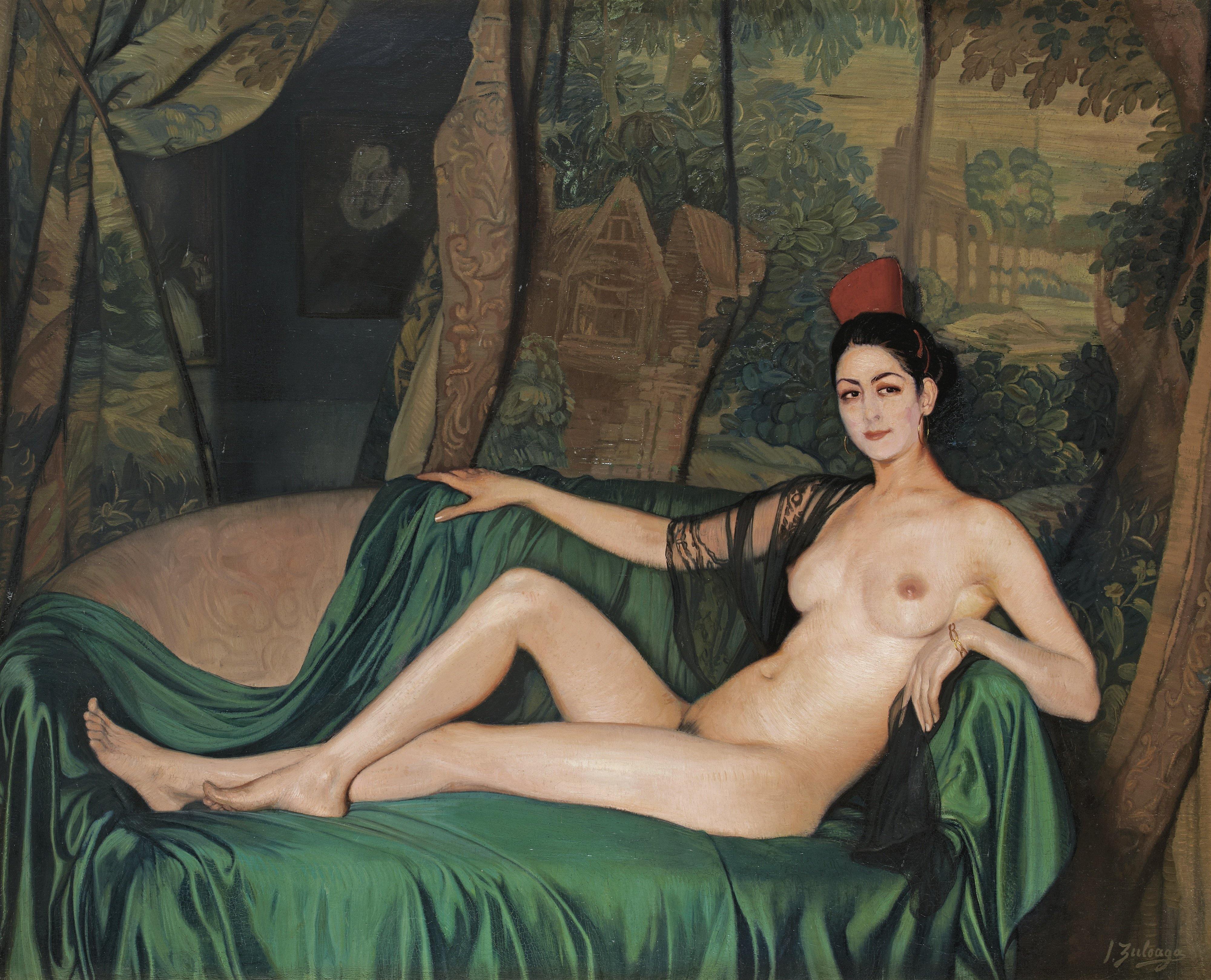 pintura Madame Souty Recostada En Un Sofá - Ignacio Zuloaga