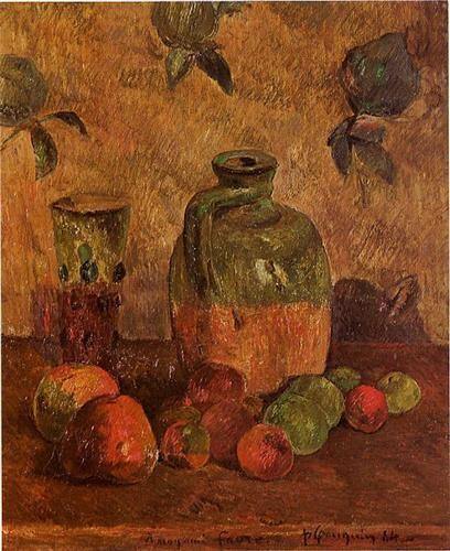 pintura Manzanas, Jarra, Vidrio Iridiscente - Paul Gauguin