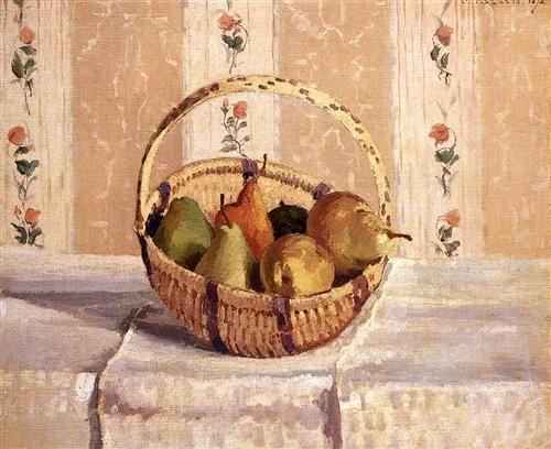 pintura Manzanas Y Peras En Una Cesta Redonda - Camille Pissarro