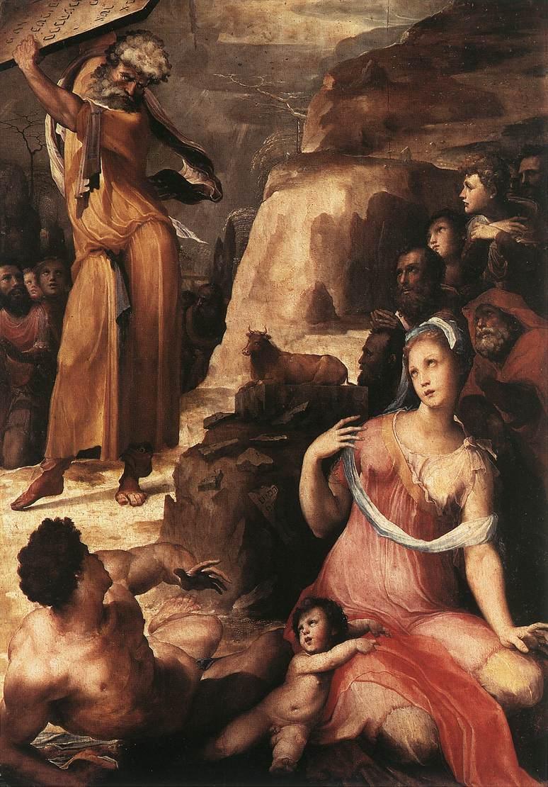 pintura Moisés Recibiendo Las Tablas De La Ley - Domenico Di Pace Beccafumi