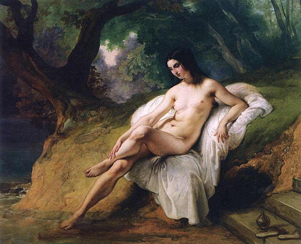 pintura Mujer Bañándose - Francesco Hayez
