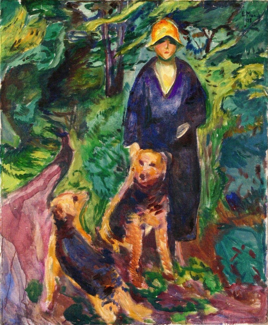 pintura Mujer Con Airedale Terrier - Edvard Munch