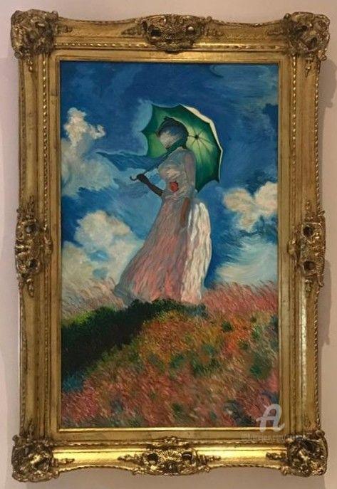 pintura Mujer Con Sombrilla Mirando a La Izquierda - Claude Monet
