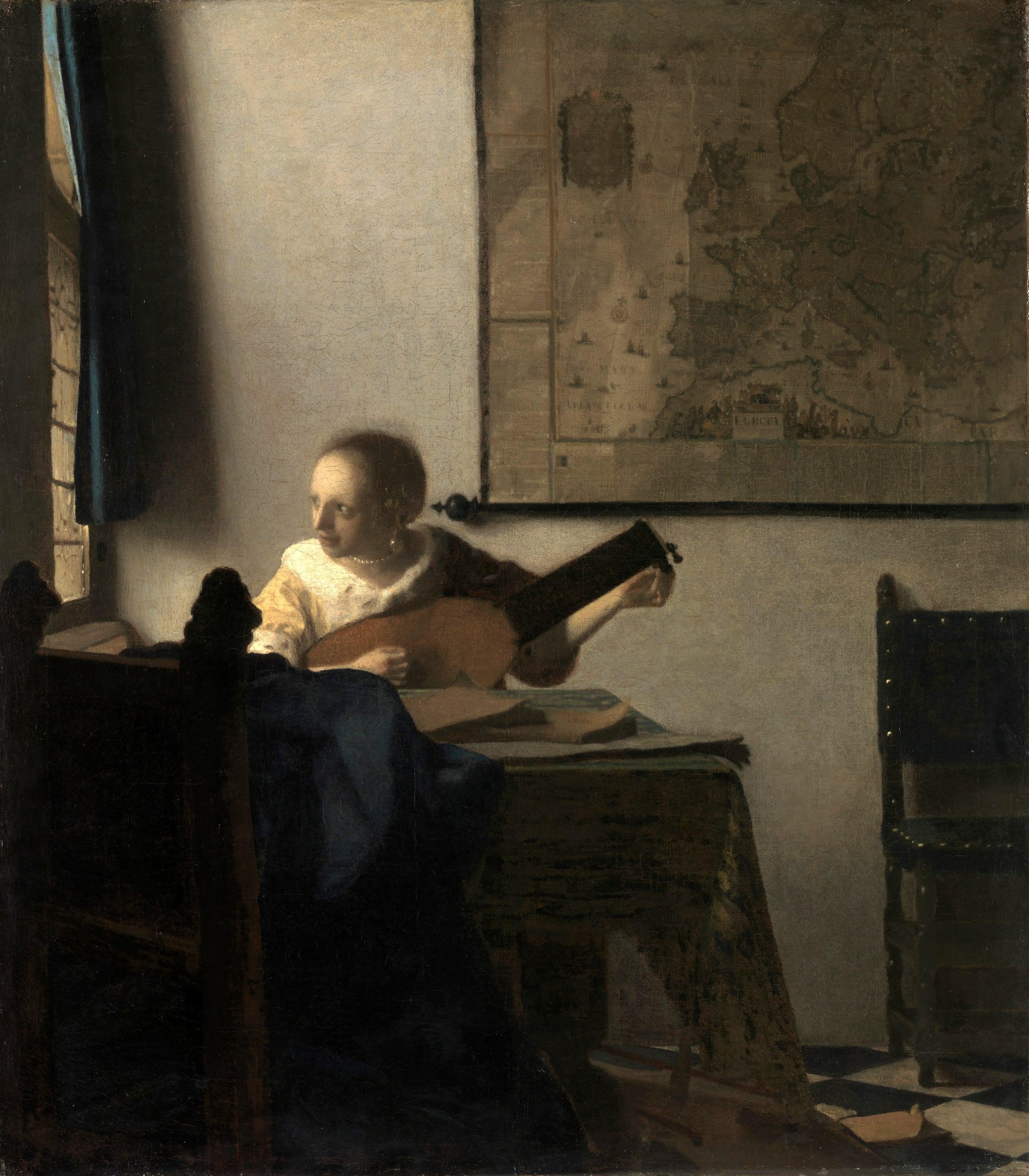 pintura Mujer Con Un Laúd - Johannes Vermeer