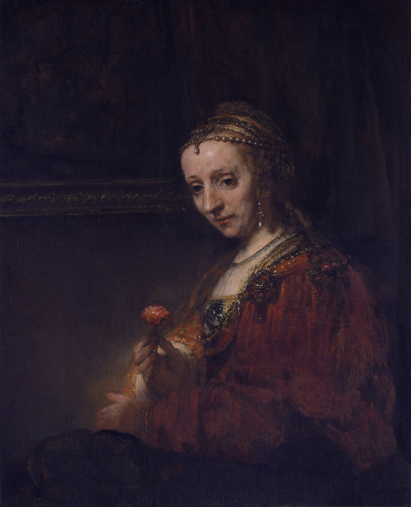 pintura Mujer Con Una Rosa - Rembrandt
