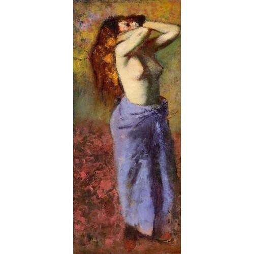pintura Mujer En Una Bata Azul, Torso Expuesto - Edgar Degas