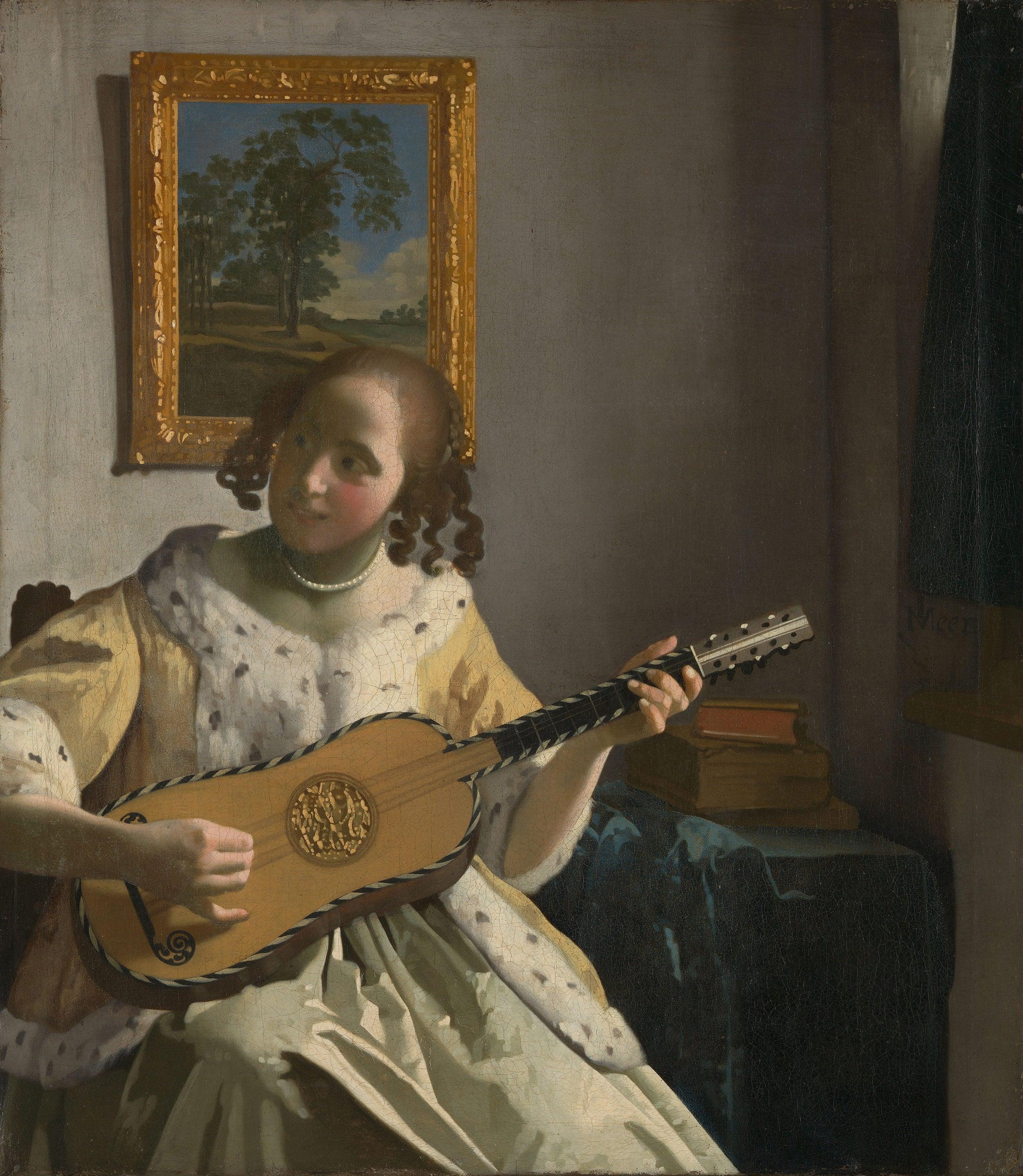 pintura Mujer Joven Tocando Una Guitarra - Johannes Vermeer