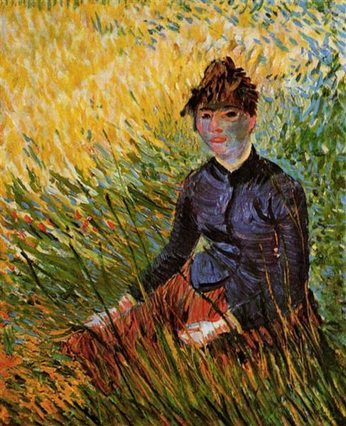 pintura Mujer Sentada En La Hierba - Vincent Van Gogh