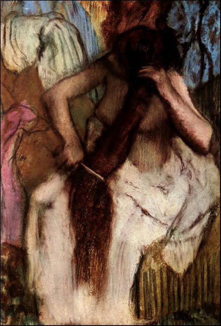 pintura Mujer Sentada Peinándose - Edgar Degas
