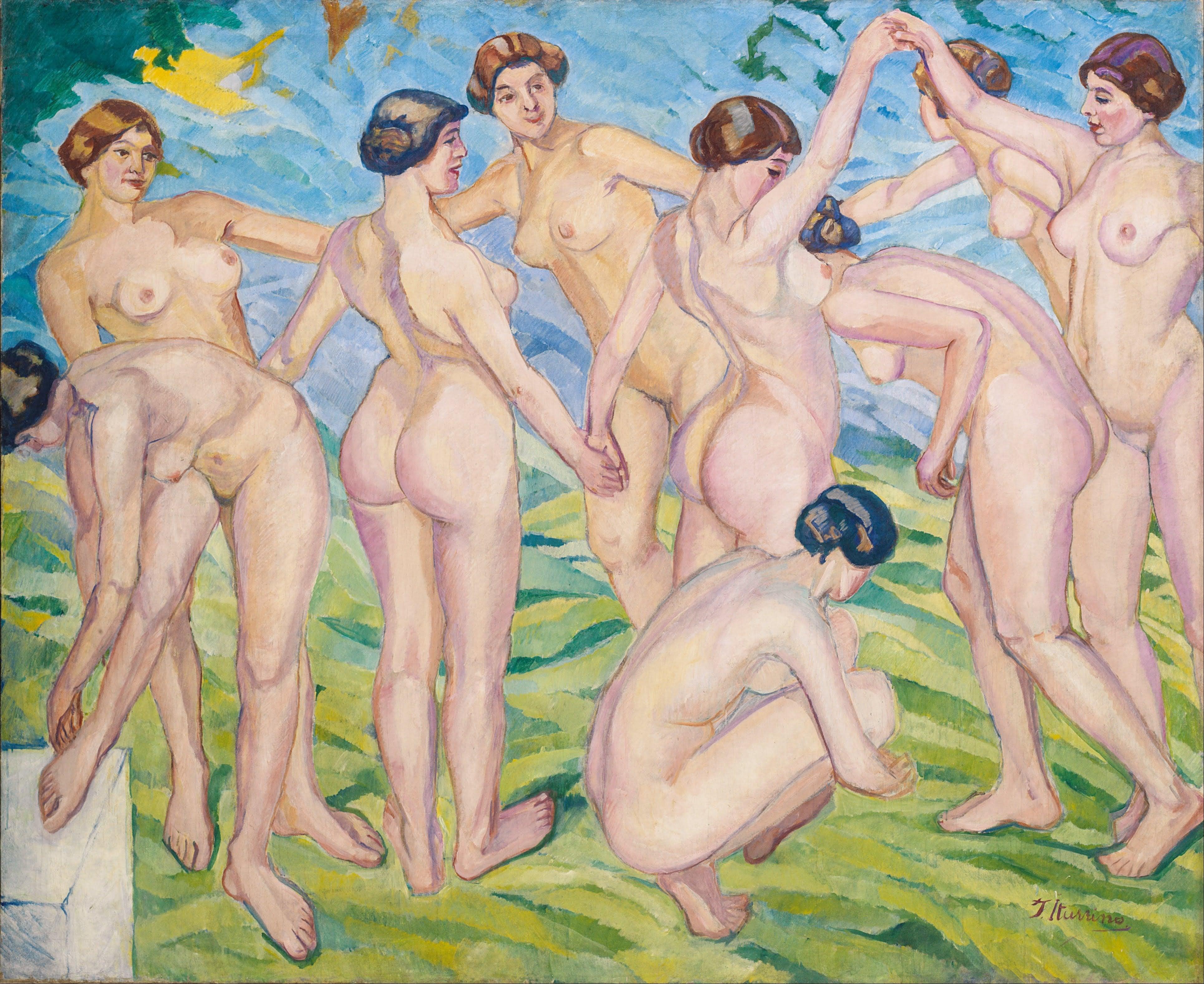 pintura Mujeres Desnudas Bailando En Un Anillo - Francisco Iturrino