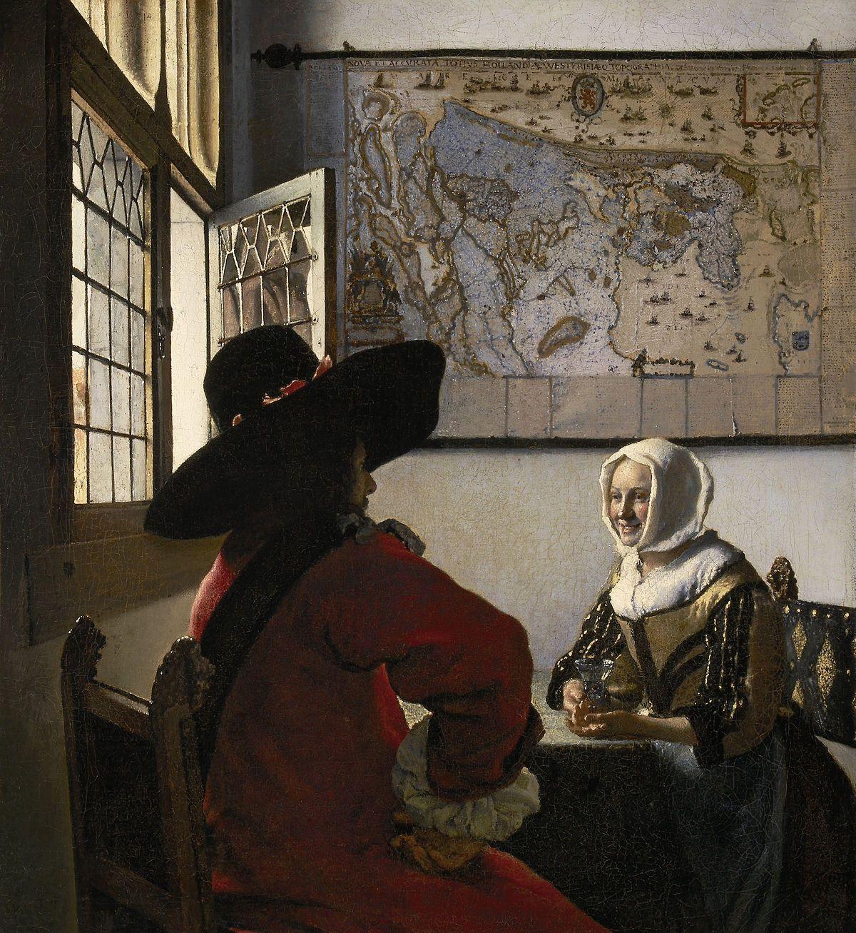 pintura Oficial Y Una Niña Riendo - Johannes Vermeer