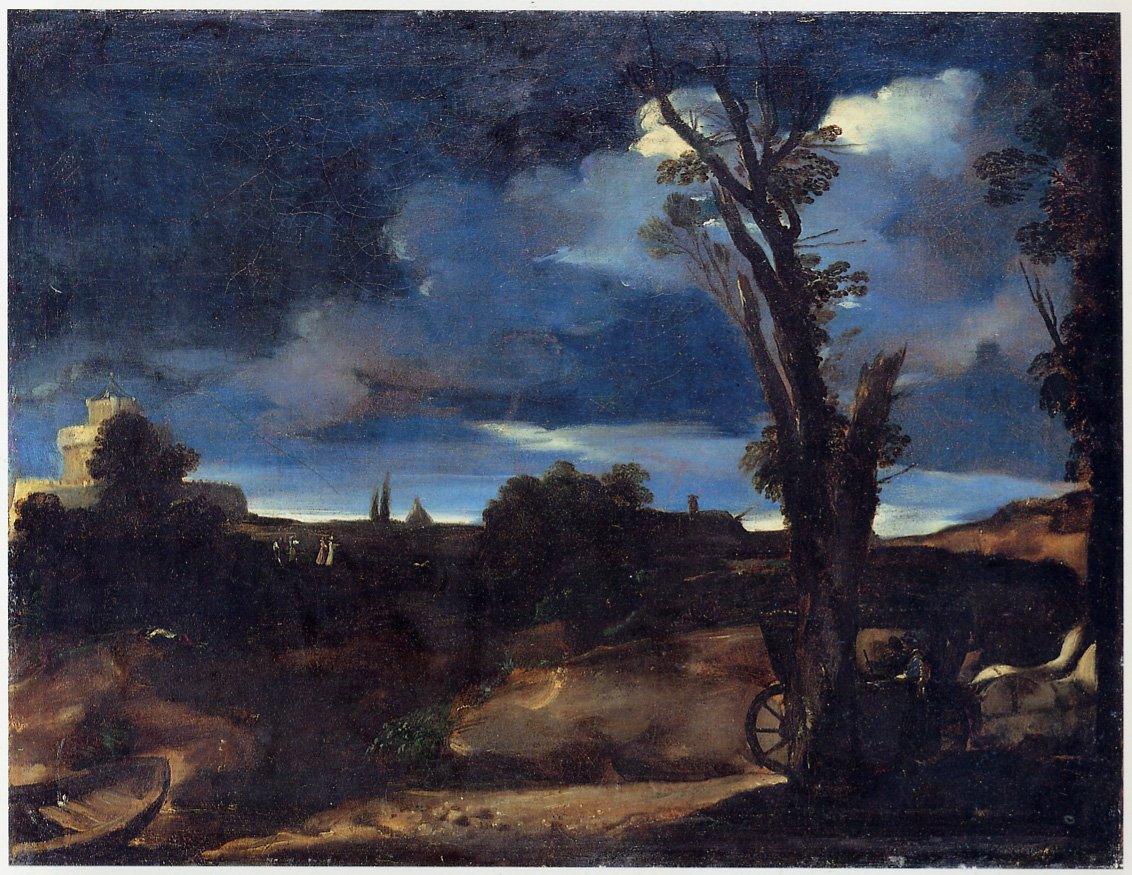 pintura Paisaje A La Luz De La Luna - Guercino