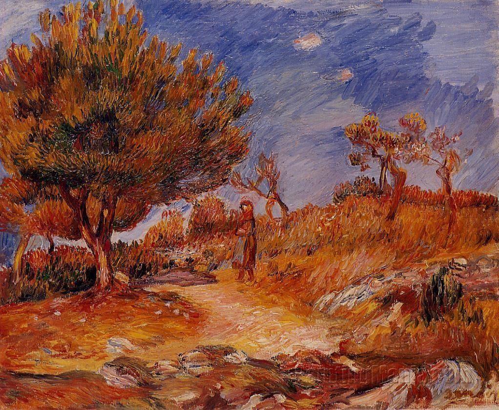 pintura Paisaje, Mujer Debajo De Un Árbol - Pierre-Auguste Renoir
