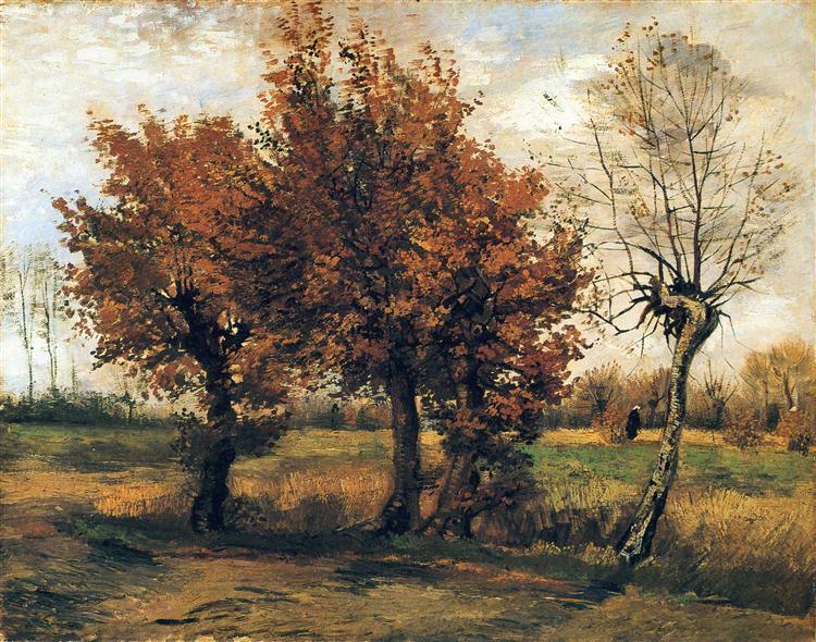 pintura Paisaje Otoñal Con Cuatro Árboles - Vincent Van Gogh