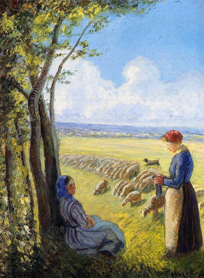 pintura Pastoras - Camille Pissarro