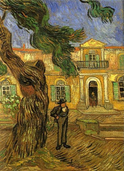 pintura Pinos Con Figura En El Jardín Del Hospital Saint Paul - Vincent Van Gogh