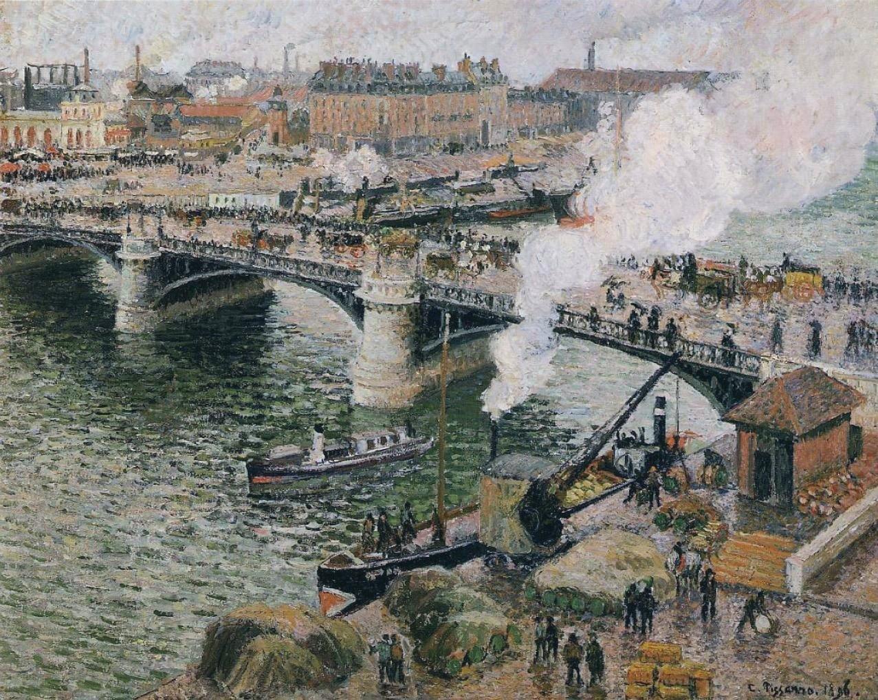 pintura Pont Boieldieu En Rouen, Tiempo Lluvioso - Camille Pissarro