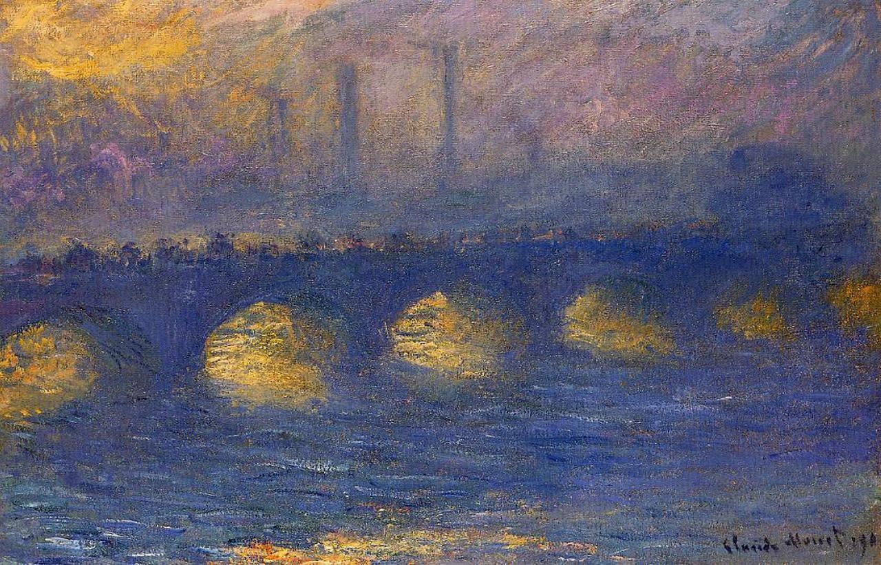 pintura Puente De Waterloo, Tiempo Nublado - Claude Monet